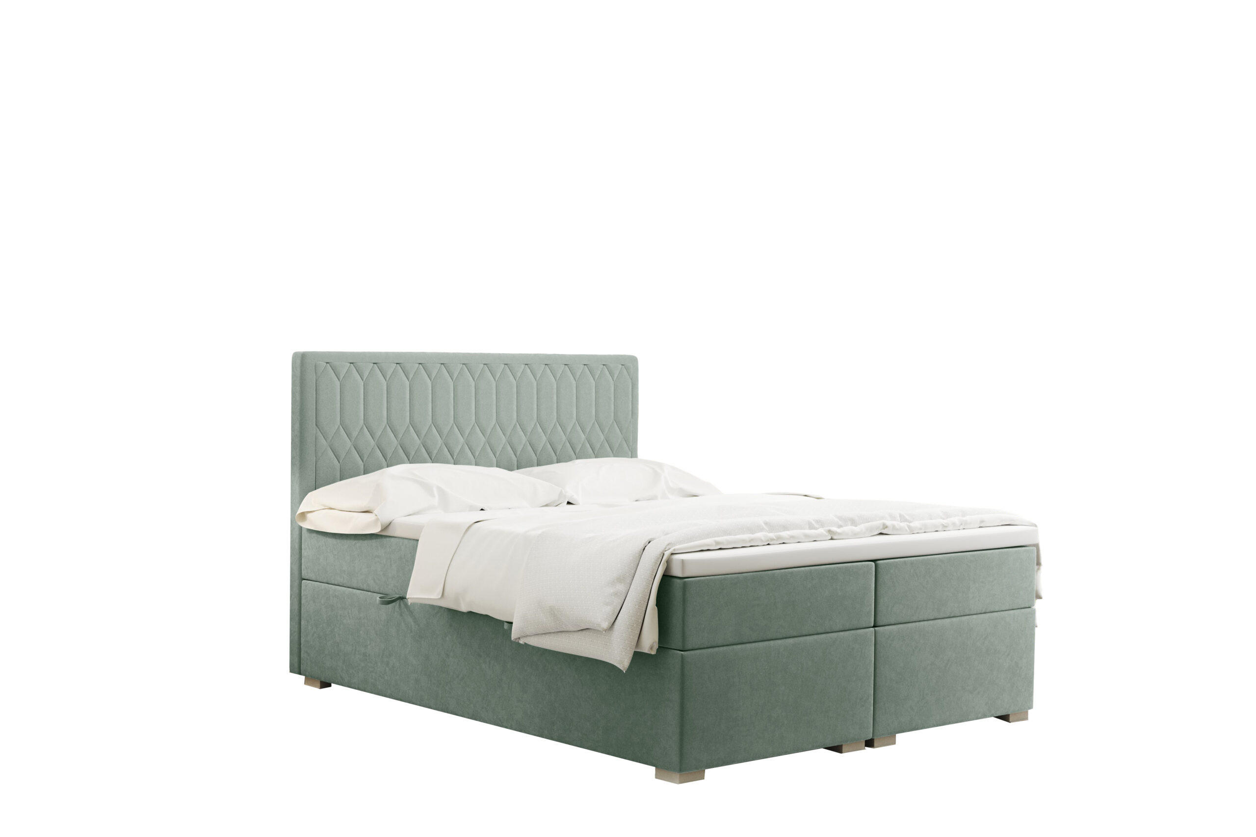 BOXBETT Mit Bettkasten Matratze Topper RIMINI Stoff Riviera Mintz 140x200 cm H2-Pocket - Mintgrün, Holz/Textil (140/200cm) - Kaiser Möbel