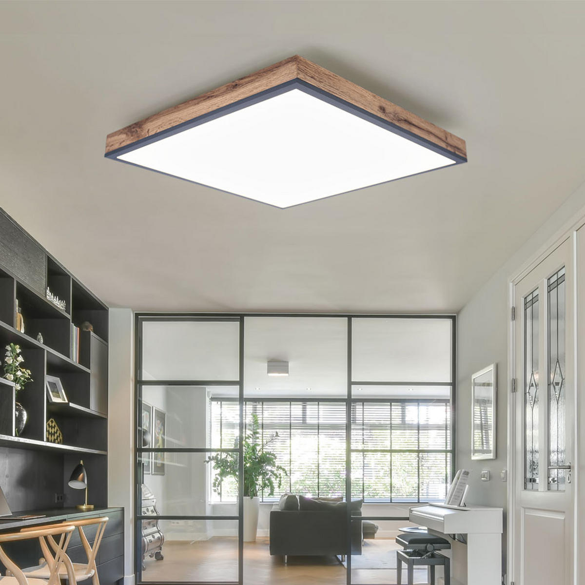 LED DECKENLEUCHTE DORO MDF Grau - Grau, Metall (45/45/6.5cm) - Globo Lighting