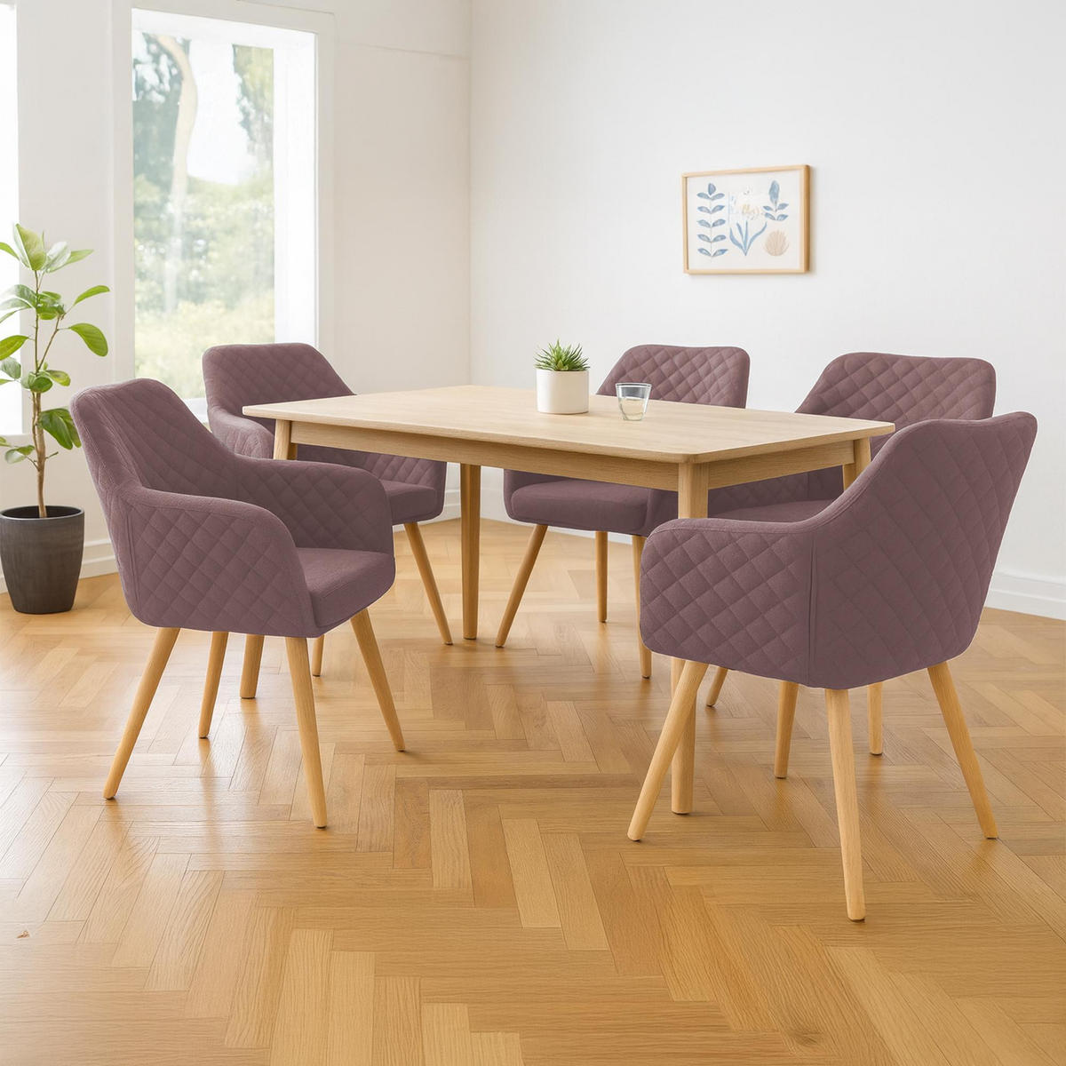 ESSZIMMERSTUHL Stoff Braun - Eukalyptusholzfarben/Braun, Holz/Textil (63/84/61cm) - CLP