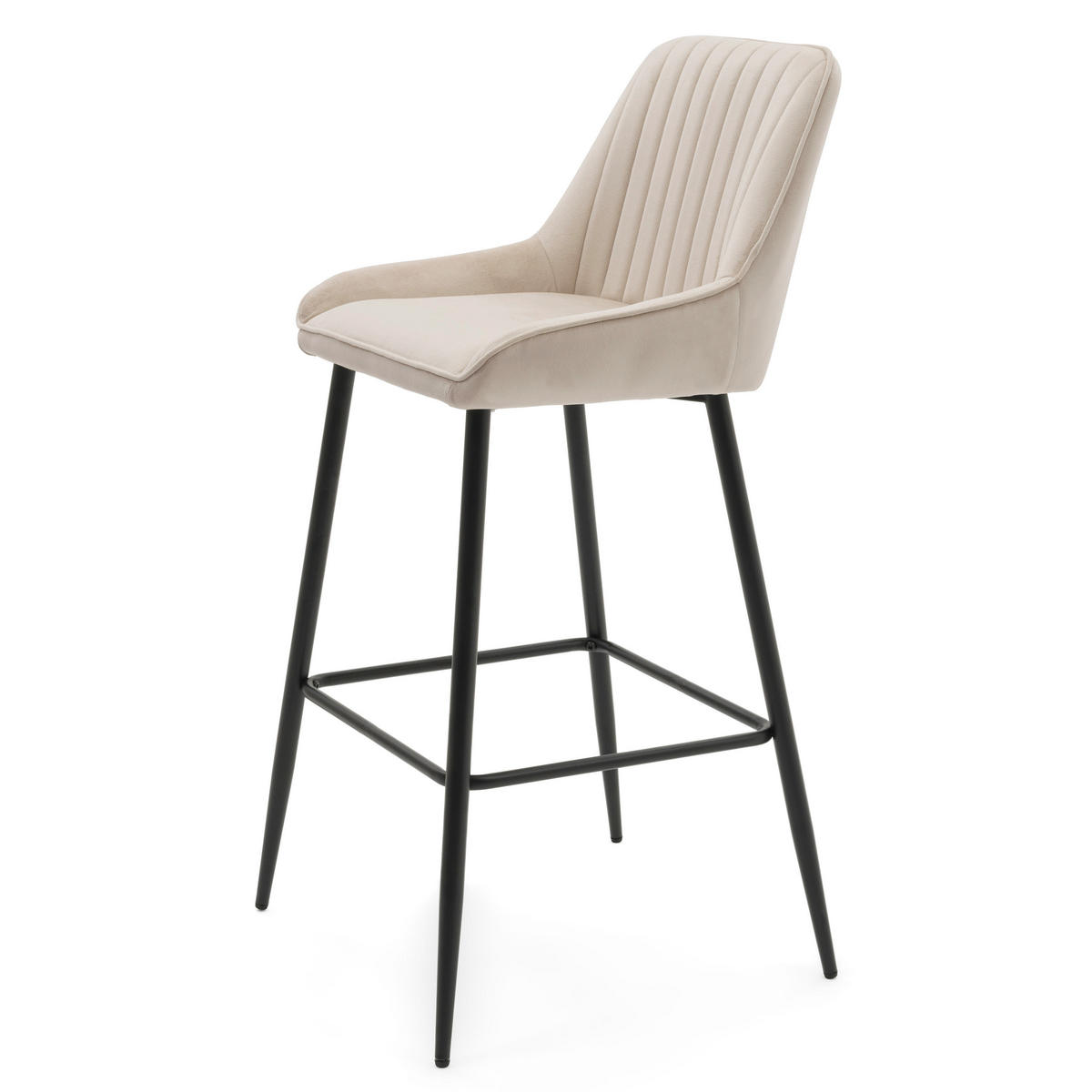 BARHOCKER PASSO gepolstert mit Steppung - beige - Samt Velours - Beige/Creme, Metall (50/95/55cm) - NEW HOME