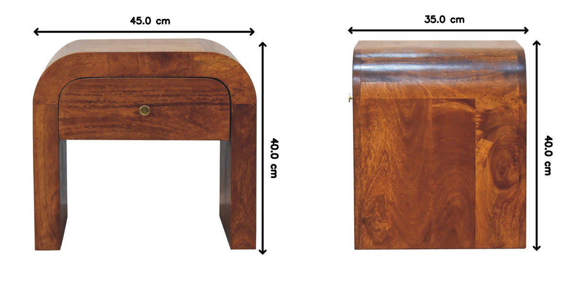 NACHTTISCH mit 1 Schublade - Kastanienfarben/Messingfarben, Holz/Metall (45/40/35cm) - Artisan Furniture