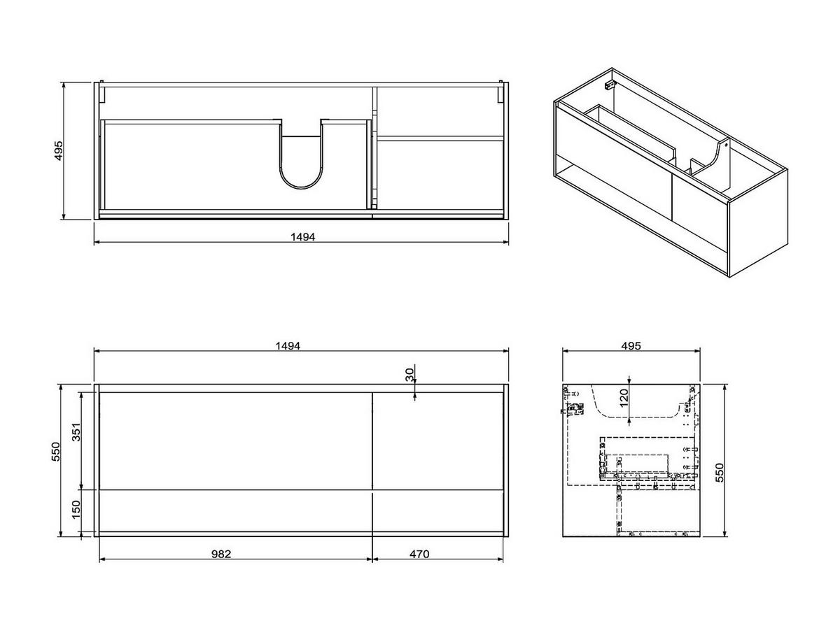 WASCHBECKENUNTERSCHRANK hängend mit Einzelwaschbecken - Holzfarben hell - 150 cm - PUJUKA - Naturfarben, Holz (150/55/50cm) - Vente-Unique