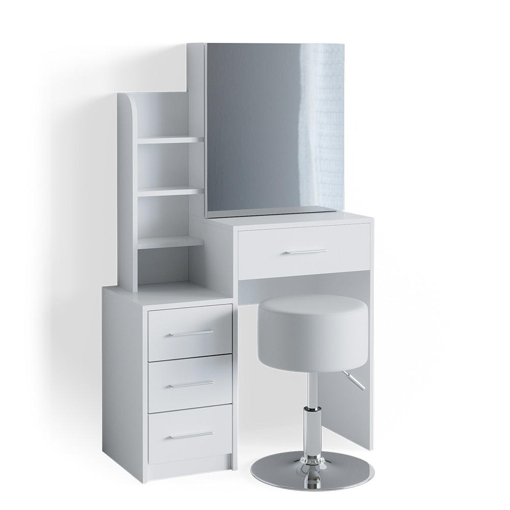 SCHMINKTISCH Conrada Weiß 80 cm mit Hocker - Weiß, Holzwerkstoff (36/131.6/80cm) - Vicco