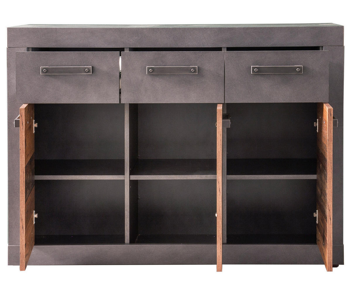 SIDEBOARD Used Wood Altholz Design mit Grau 117 cm, Kommode mit viel Stauraum - Silberfarben/Schwarz, Holzwerkstoff/Kunststoff (117/86/37cm) - Top.Furn