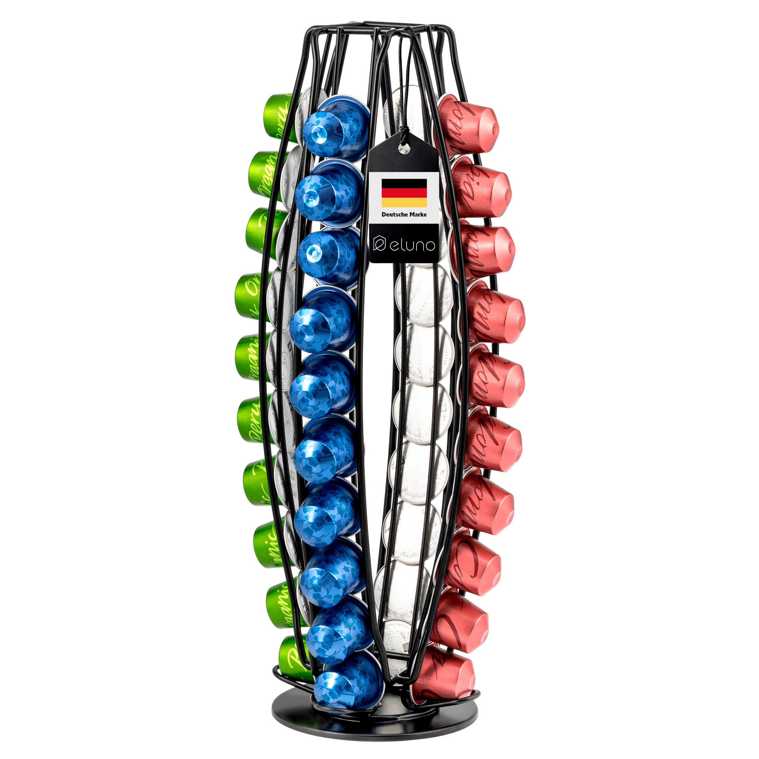 KAPSELSTÄNDER für Nespresso, 40 Kapseln, schwarz - Schwarz, Metall (12.5/37.5/12.5cm) - eluno