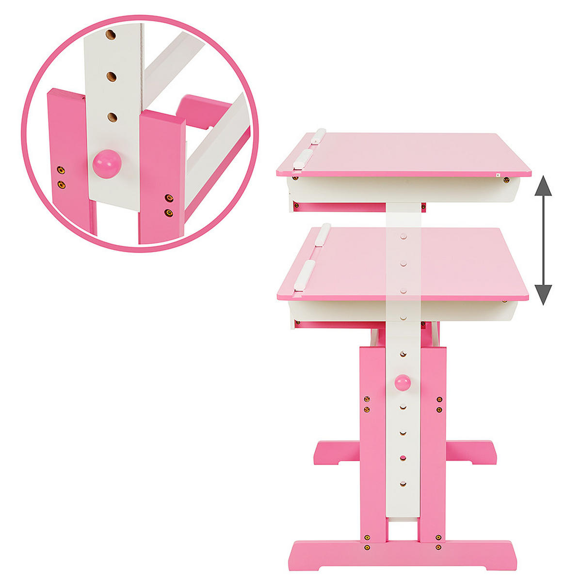 SCHREIBTISCH ,pflegeleicht,rosa - Rosa, Holz (55/94/109cm) - tectake