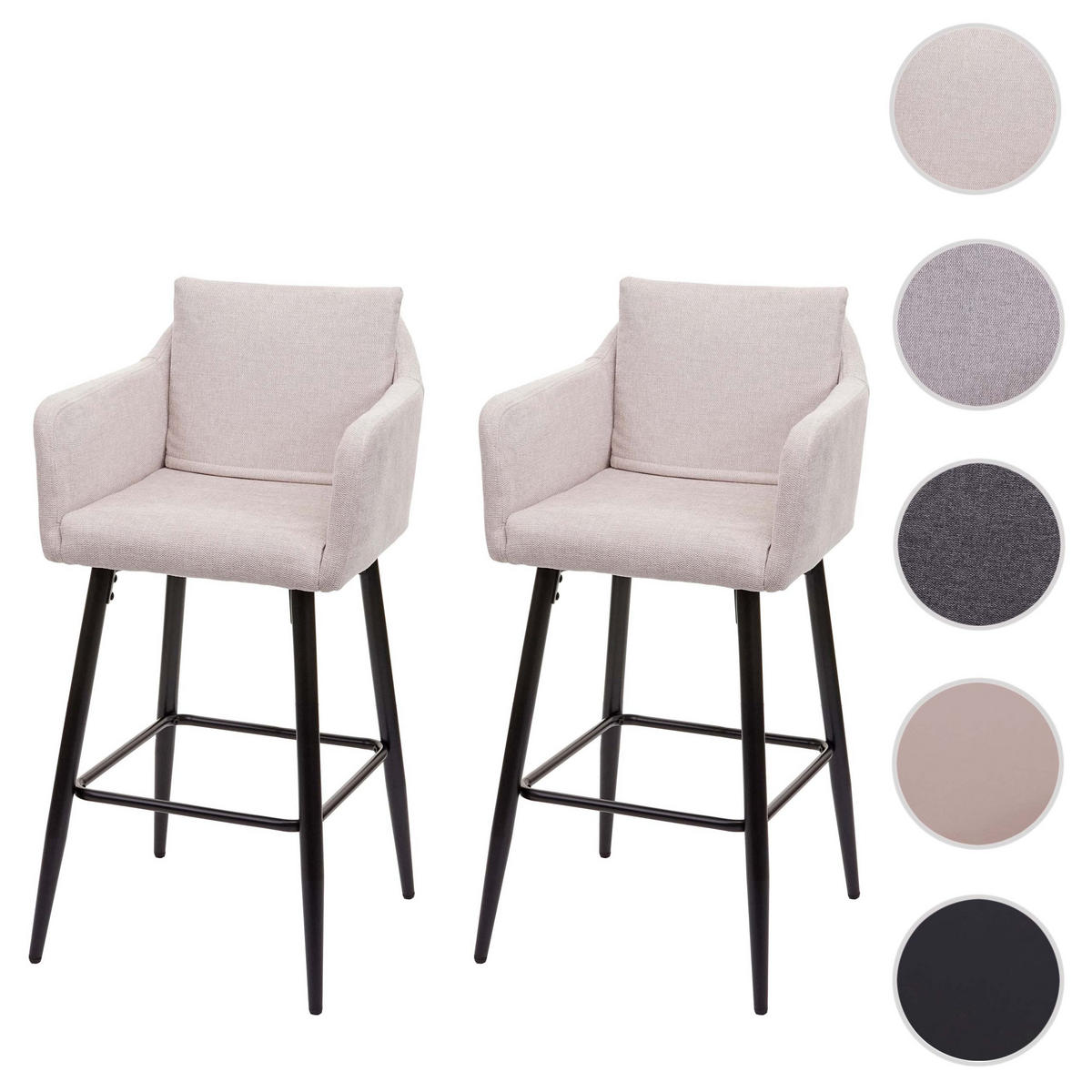 BARHOCKER Cremeweiß 2er-Set - Weiß, Textil (54/105/53cm) - MCW