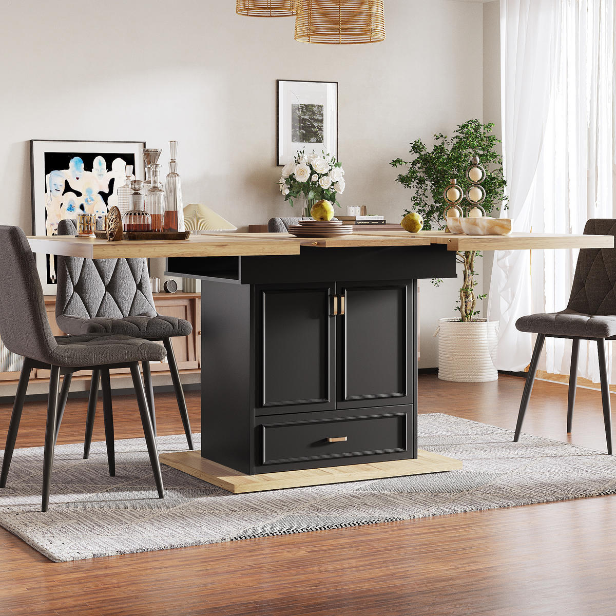 ESSTISCH Ausziehbar 110-140x80Cm Holz 6 Personen - Naturfarben, Metall (80/110/75cm) - FLIEKS