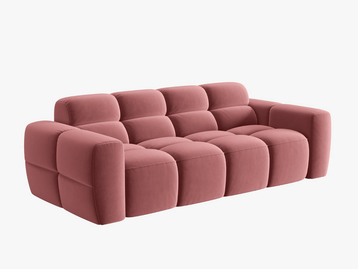 SOFA Lisa aus Samt lachs 3 Sitzplätze - Dunkelrosa, Textil (101/77/216cm) - Micadoni