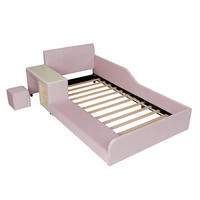 POLSTERBETT 90/200 cm DE-32707 mit Schreibtisch und Hocker Pink - Pink, Holzwerkstoff (90/200cm) - ComfortXL