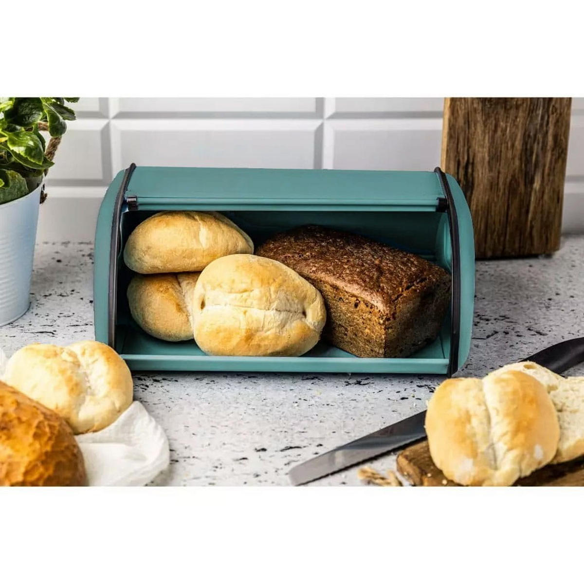 BROTKASTEN Türkis 36/24/15 cm KH1755 - Türkis, Metall (24/15/36cm) - Kinghoff 
