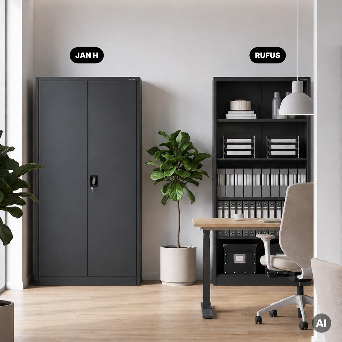 BÜRO-REGAL aus Metall RUFUS 195 × 90 × 45 cm - Anthrazit, Metall (90/195/45cm) - Jan Nowak