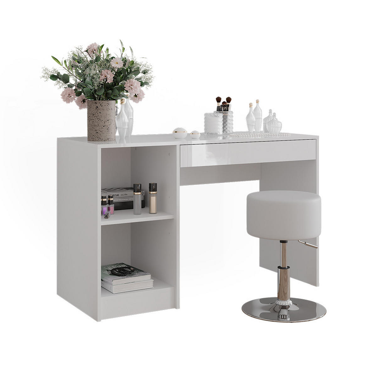 TOALETNÍ STOLEK Sherry Bílá/bílý vysoký lesk - vysoce lesklá bílá, kompozitní dřevo (119.8/76/50.1cm) - Vicco