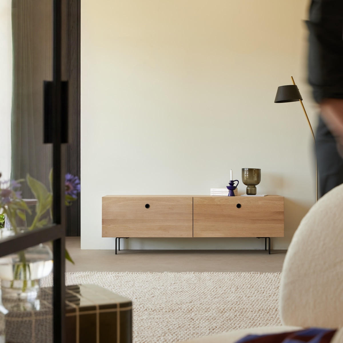 TV-SCHRANK Jeanne Natur aus Eiche - Naturfarben, Holz (160/50/40cm) - Tikamoon