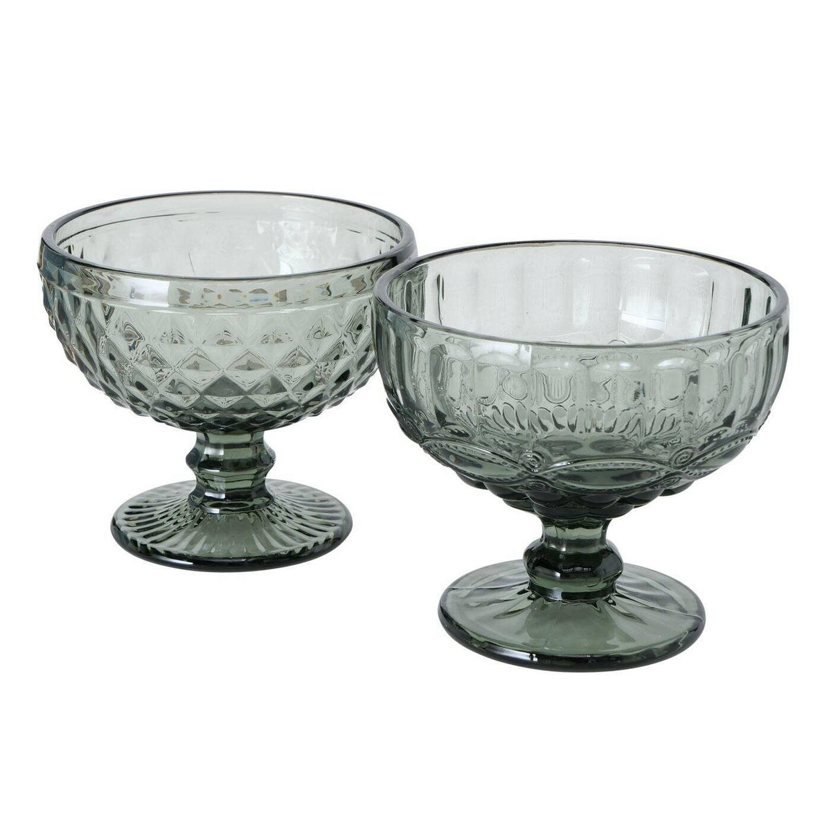 DESSERT- UND EISBECHER Grünes Glas Ø 12 cm - Grau, Glas (12cm) - Boltze Home