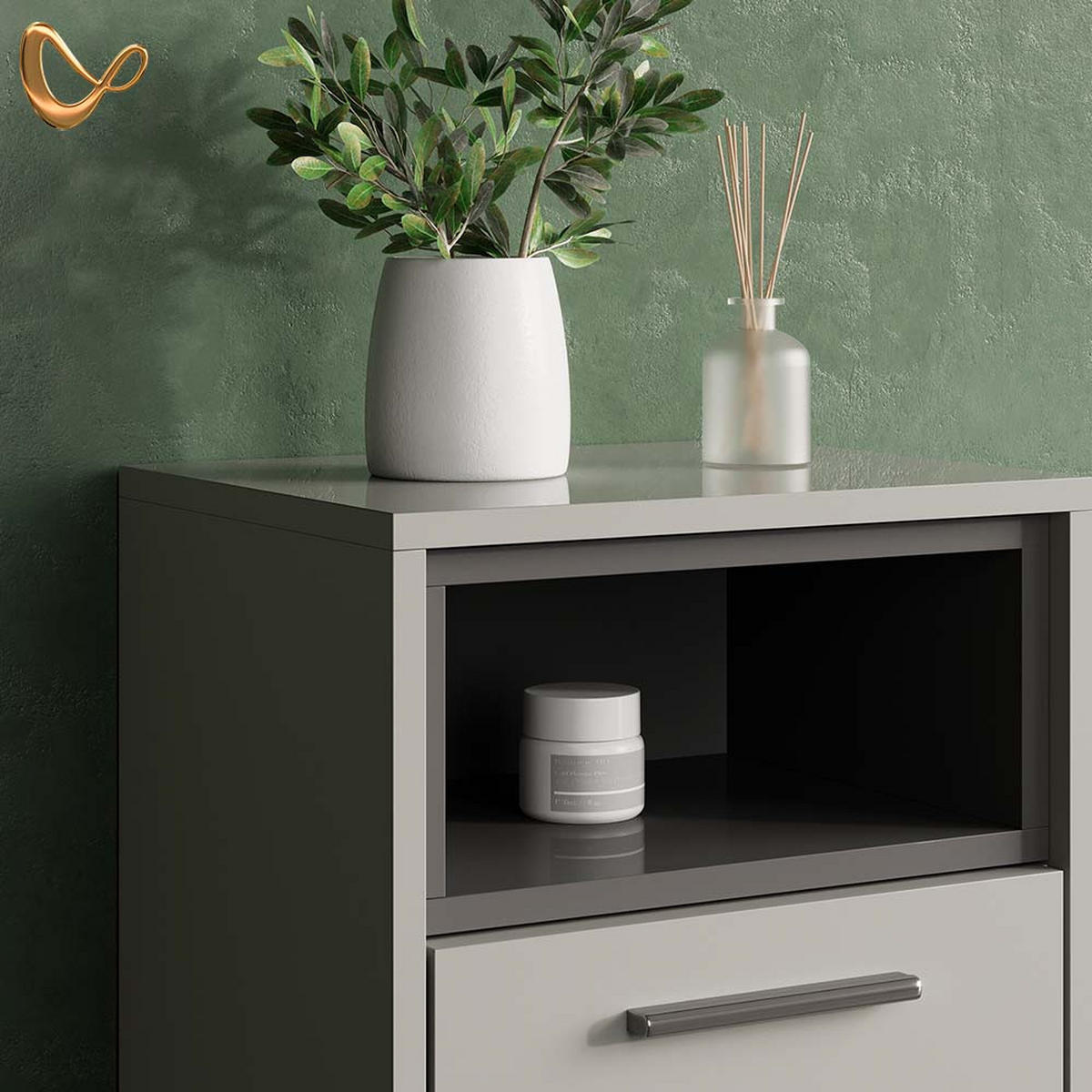 BADMÖBEL-SET Temo Grau 3 Teile - Anthrazit/Grau, Holzwerkstoff (80/64/40cm) - Livinity®