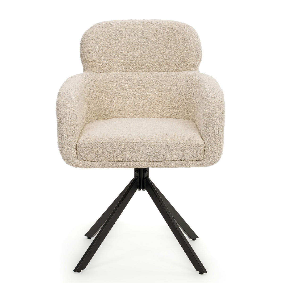 STUHL BIONE drehbar gepolsterter mit Steppung - creme - Boucle - Creme/Schwarz, Textil/Metall (58/88/59cm) - NEW HOME