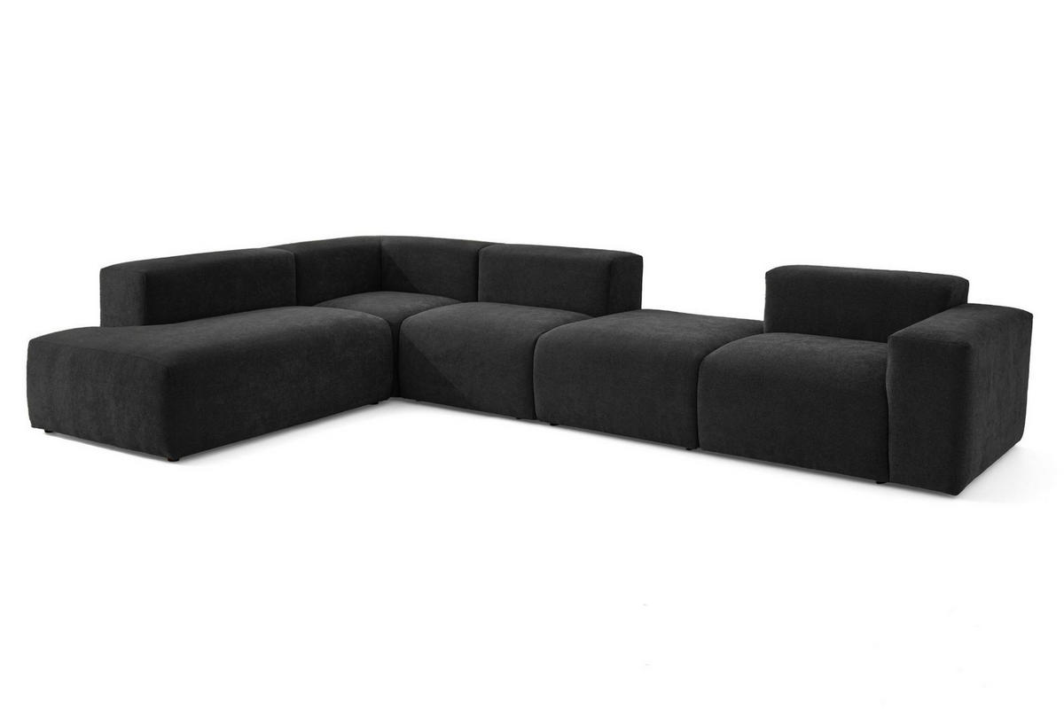 5-SITZER modulares Ecksofa HEAVEN SET 5 Links, Breite 380 cm Webstoff Schwarz - Schwarz, Holz/Kunststoff (380/245cm) - Muffo