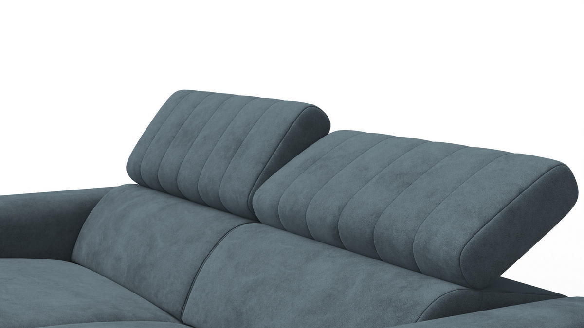 RELAXSOFA NORDEL 3-Sitzer, blaugrau - Blaugrau/Schwarz, Holz/Textil (194/80/105cm) - Courtois Laville