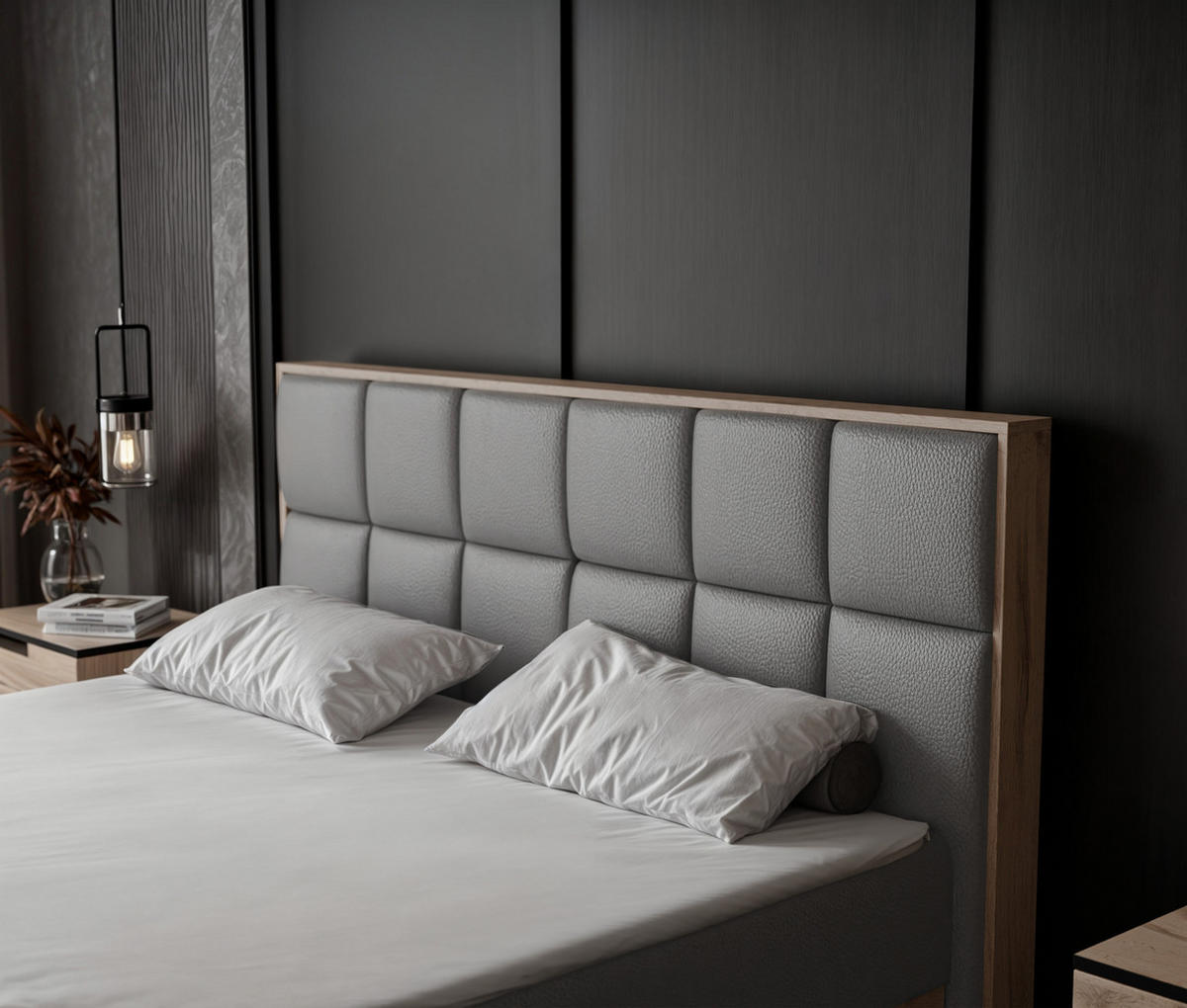BOXBETT LAVIO II 160/200 cm, in Grau, mit Matratze und Topper - Grau, Holzwerkstoff/Textil (160/200cm) - Idohome