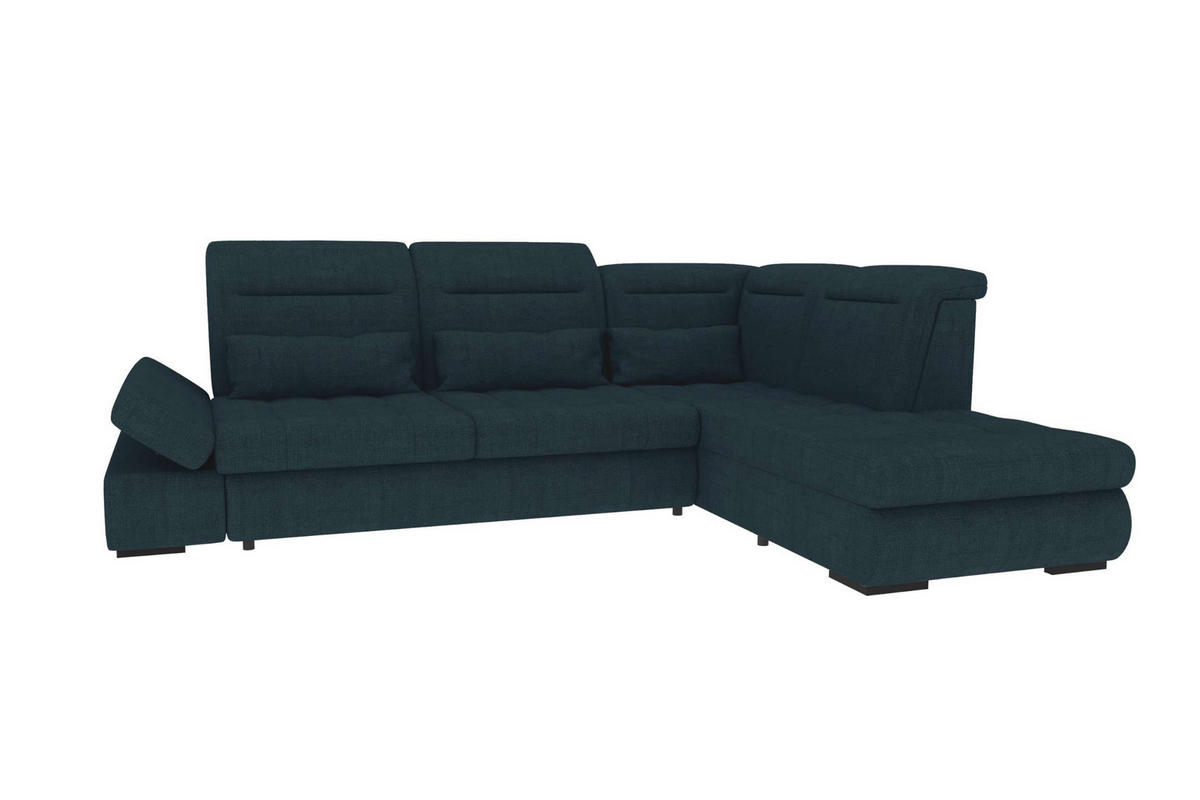 ECKSOFA Toscana Velours inkl. Schlaffunktion - Dunkelblau, Textil (279/227cm) - 99rooms