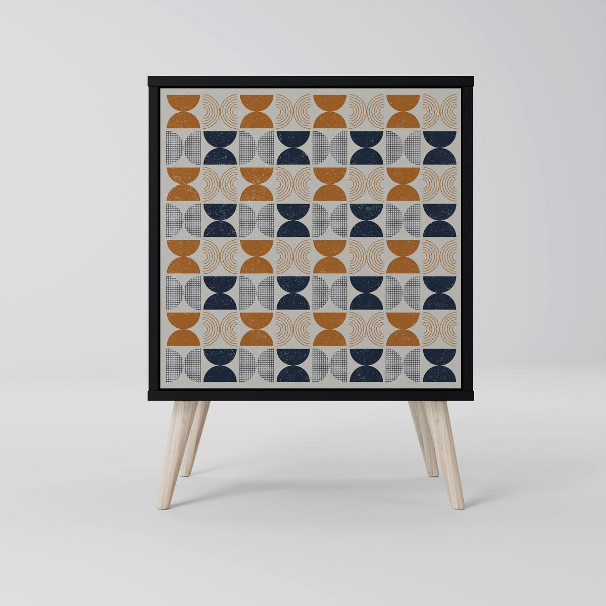 SIDEBOARD REFLECTION RANGE, Schwarz, 57,5x42x72,5 cm, Schwarze Metallfüße - Multicolor/Schwarz, Holzwerkstoff/Metall (57.5/72.5/42cm) - SpaceRebels