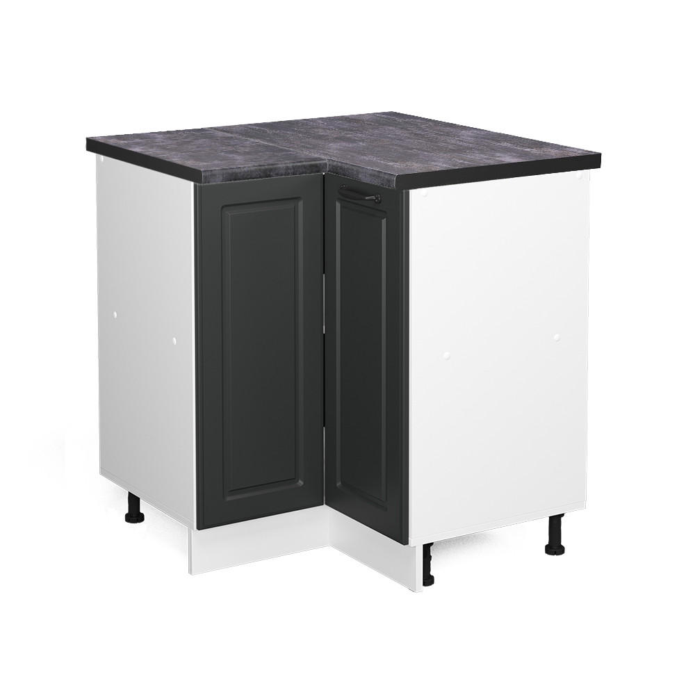 ECKUNTERSCHRANK R-Line Anthrazit Landhaus 75.6 cm , AP Anthrazit - Anthrazit/Weiß, Holzwerkstoff (75.6/81.6/60cm) - Vicco