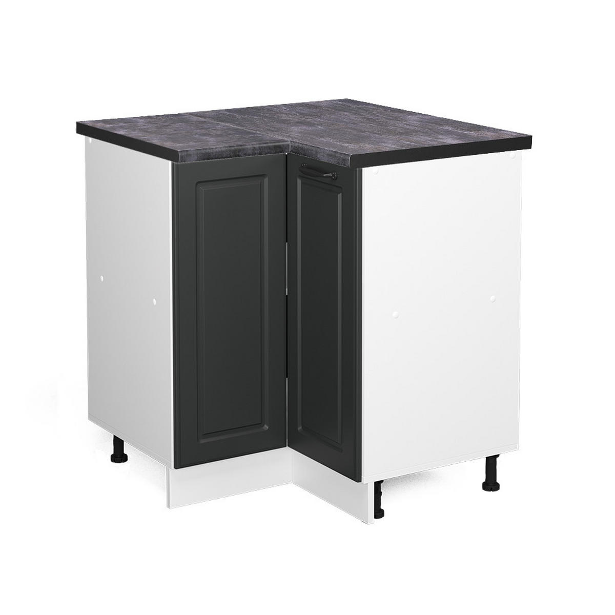 ECKUNTERSCHRANK R-Line Anthrazit Landhaus 75.6 cm, AP Anthrazit - Anthrazit/Weiß, Holzwerkstoff (75.6/81.6/60cm) - Vicco