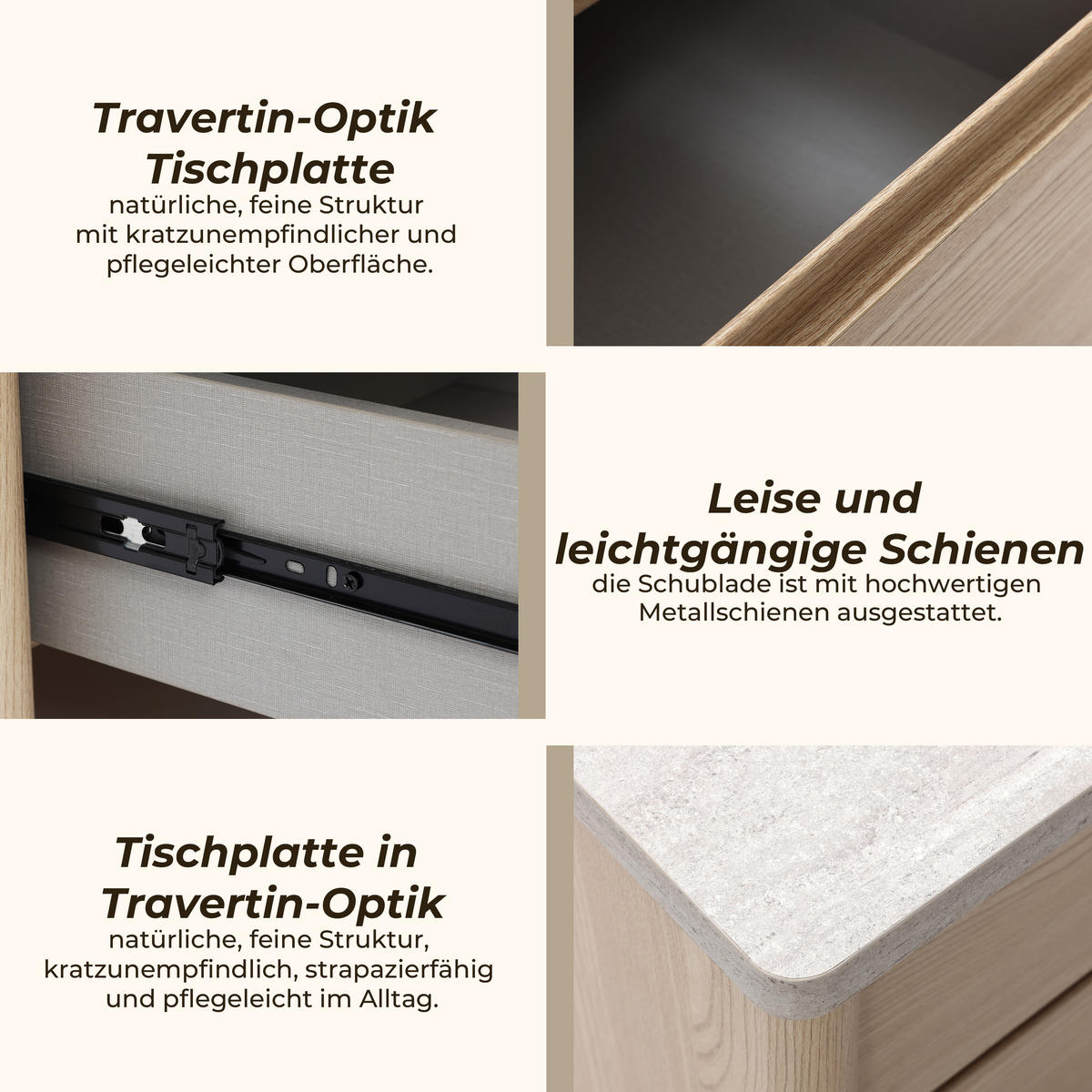 NACHTTISCH Modern mit Schublade & offenem Fach, Holzoptik | B53 x T45 x H50 cm - Braun, Holzwerkstoff (53/50/45cm) - Hometopia