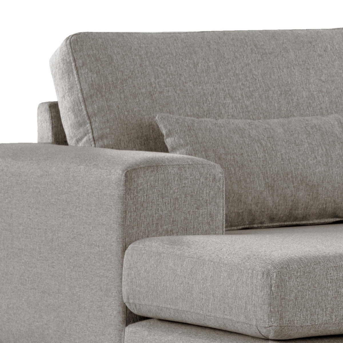 WOHNLANDSCHAFT mit Longchair - Eichefarben/Graubraun, Eichenholz/Textil (371/81/219cm) - home24