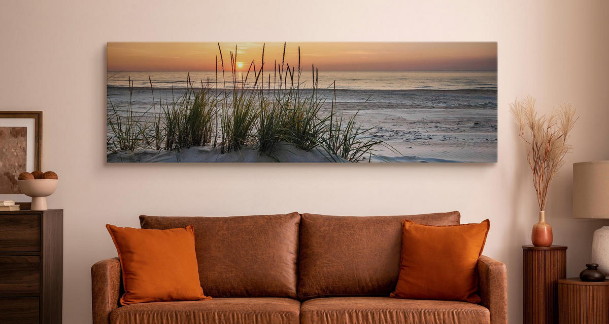 PANORAMABILD Strand Meer Landschaft 3D 145/45 cm - Beige/Orange, Textil (145/45cm) - Muralo