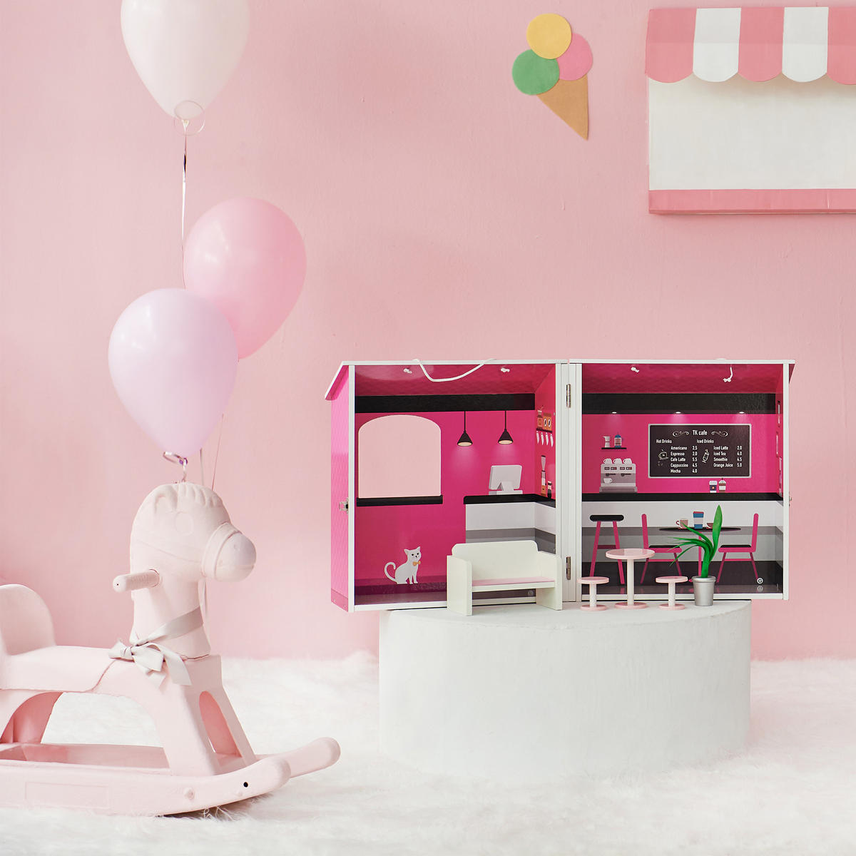 STANDTCAFE Puppenhaus, Rosa, 40cm - Pink, Holz (29.2/40/29.8cm) - Teamson Kids