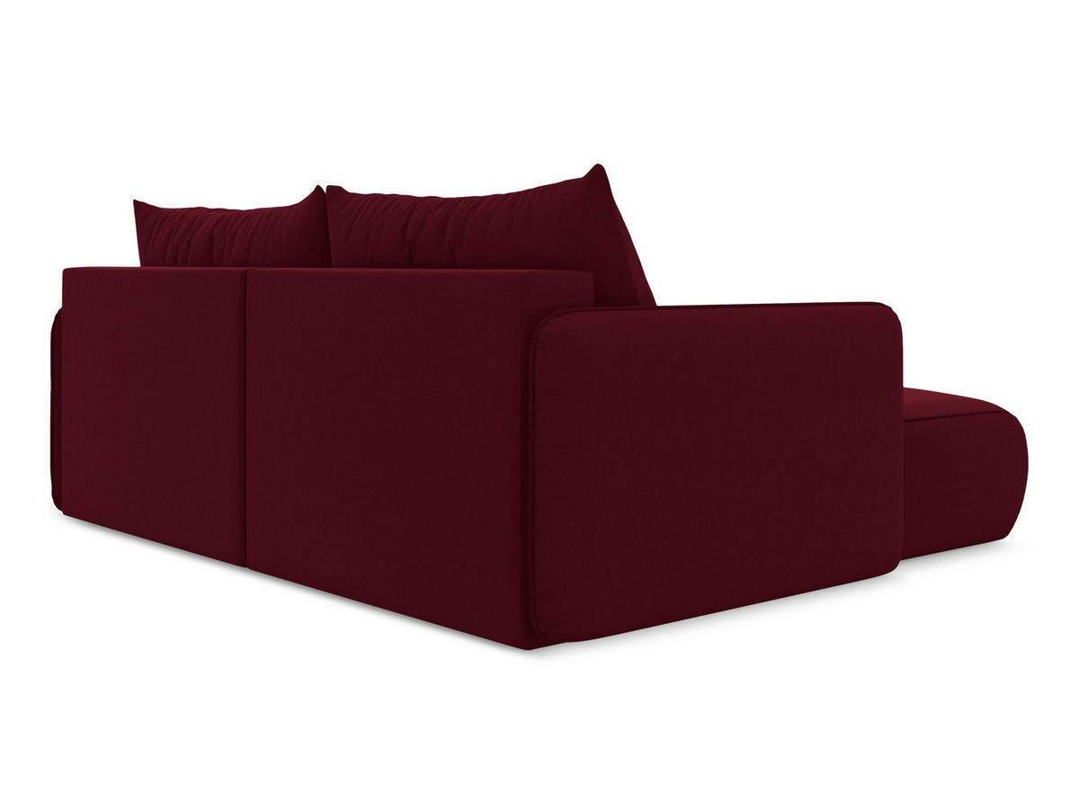 ECKSOFA mit Schlaffunktion Samt Stoff Rot - Bordeaux/Rot, Kunststoff/Textil (148/207cm) - Makamii