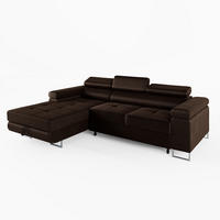 ECKSOFA VEMO MINI Links Braun Velour-Stoff Kompakter Komfort für Wohnräume - Dunkelbraun, Textil (235/175cm) - Barchello
