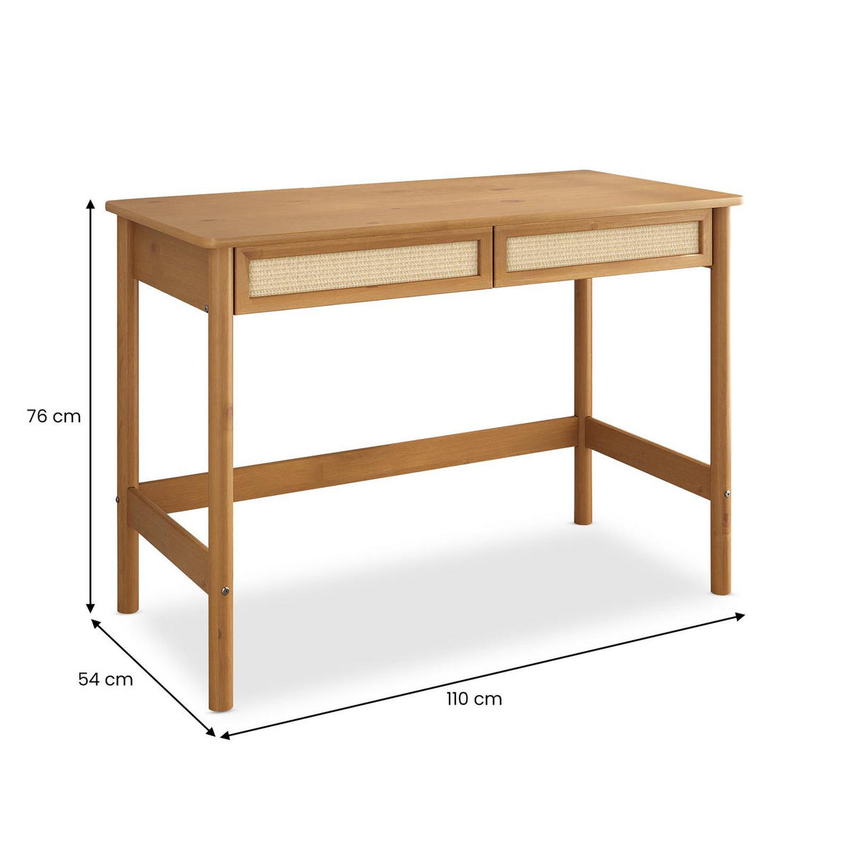 SCHREIBTISCH RODRIGO Eiche - Eichefarben, Holz (110/54/76cm) - IDIMEX