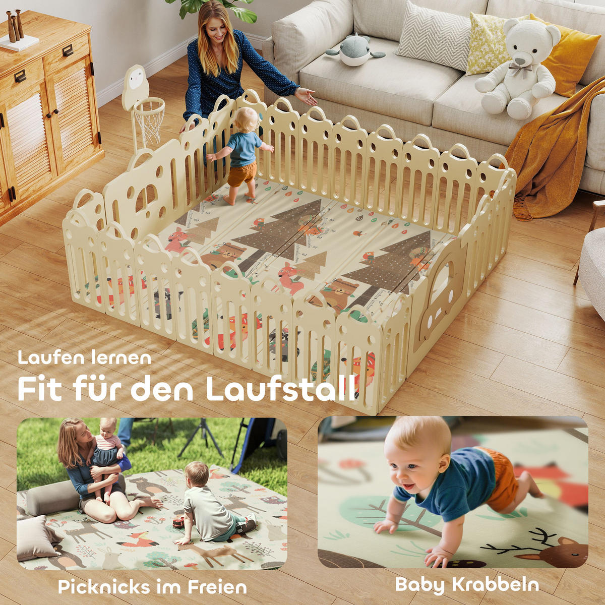 SPIELMATTE DE-10918 196x176x1,5 cm faltbar doppelseitig Mehrfarbig - Multicolor, Kunststoff (176/196cm) - ComfortXL