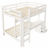 HOCHBETT 90/140/200 cm DE-33092 mit Schreibtisch und LED-Licht Weiß - Weiß, Holzwerkstoff (90/200cm) - ComfortXL