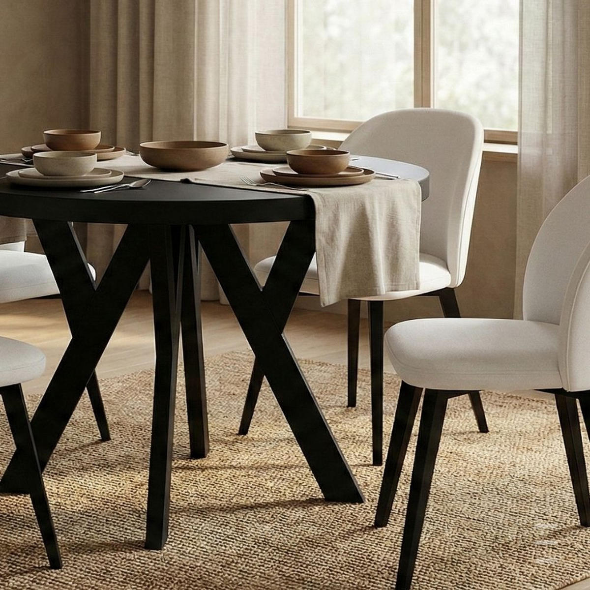 ESSTISCH Runder Ausziehbarer PERO 90/190, Schwarz - Schwarz, Holz (190/90/77cm) - Dekori_Interiors