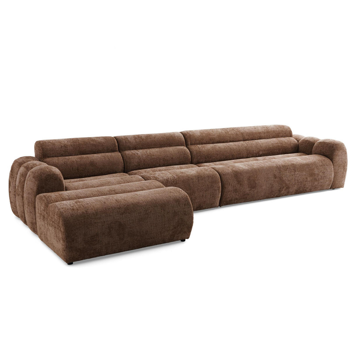 5-SITZER modulares Ecksofa VEER SET 2 Links, 379 x 175 cm, Chenille Webstoff Orange - Schwarz/Orange, Holz/Kunststoff (379/175cm) - Muffo