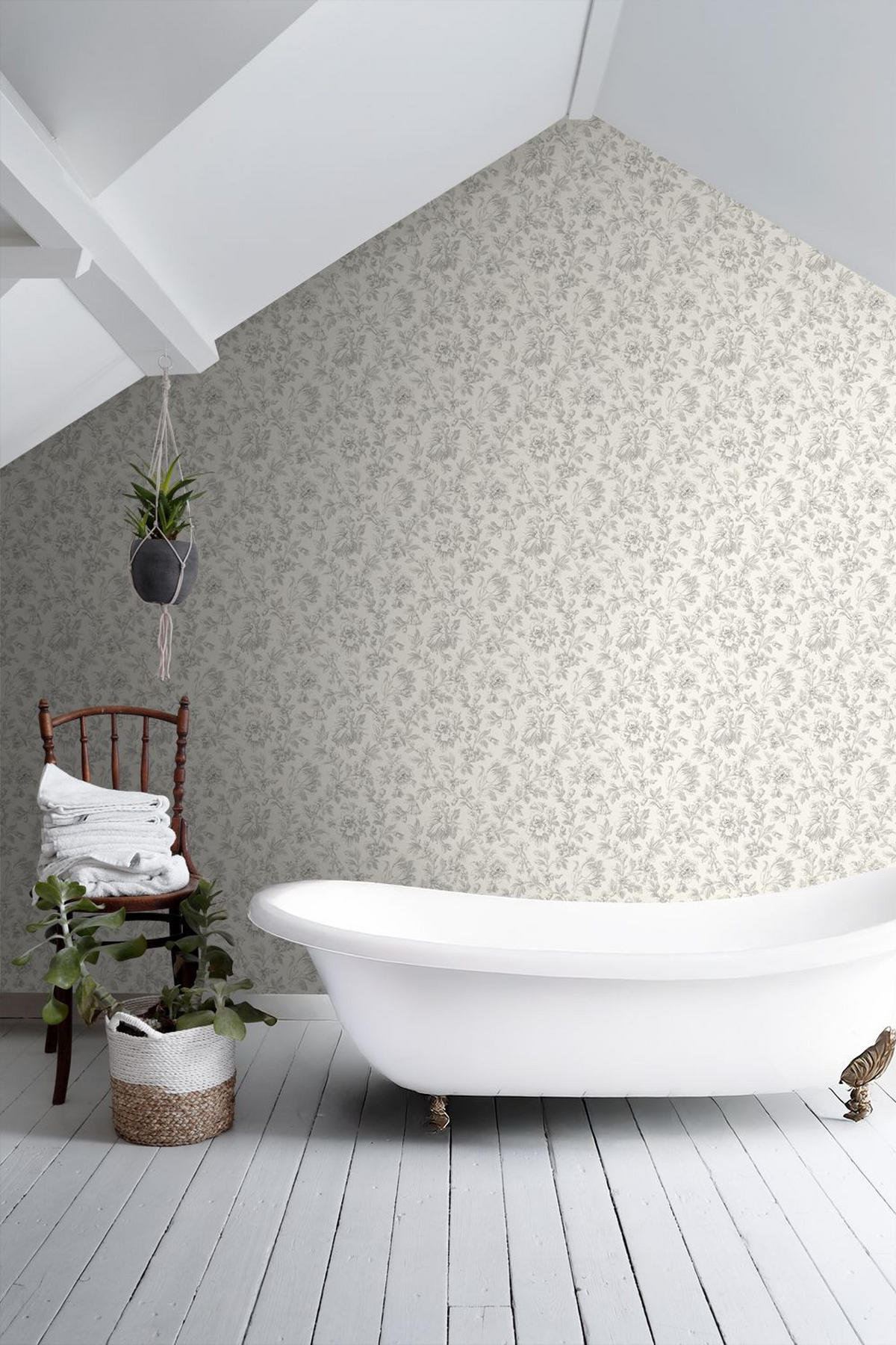 TAPETE eleganten Blumen 50 x 900 cm - Weiß, Papier (50/900cm) - ESTAhome
