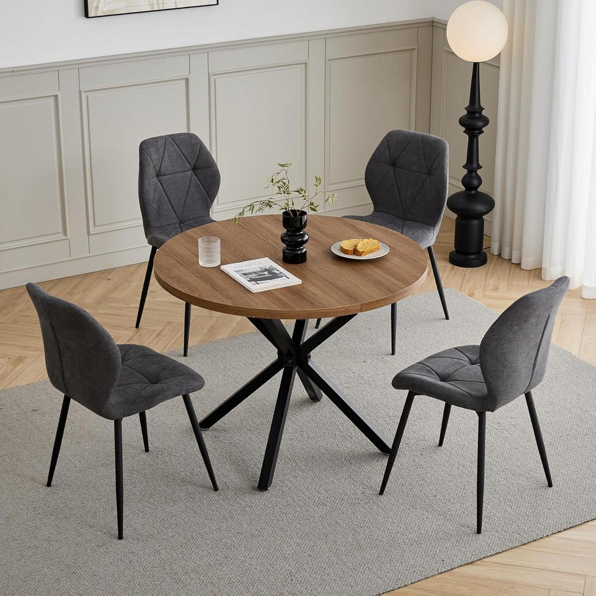 ESSZIMMERSTÜHLE 8er-Set Stoff Dunkelgrau - Anthrazit, Textil (43/86/47.5cm)