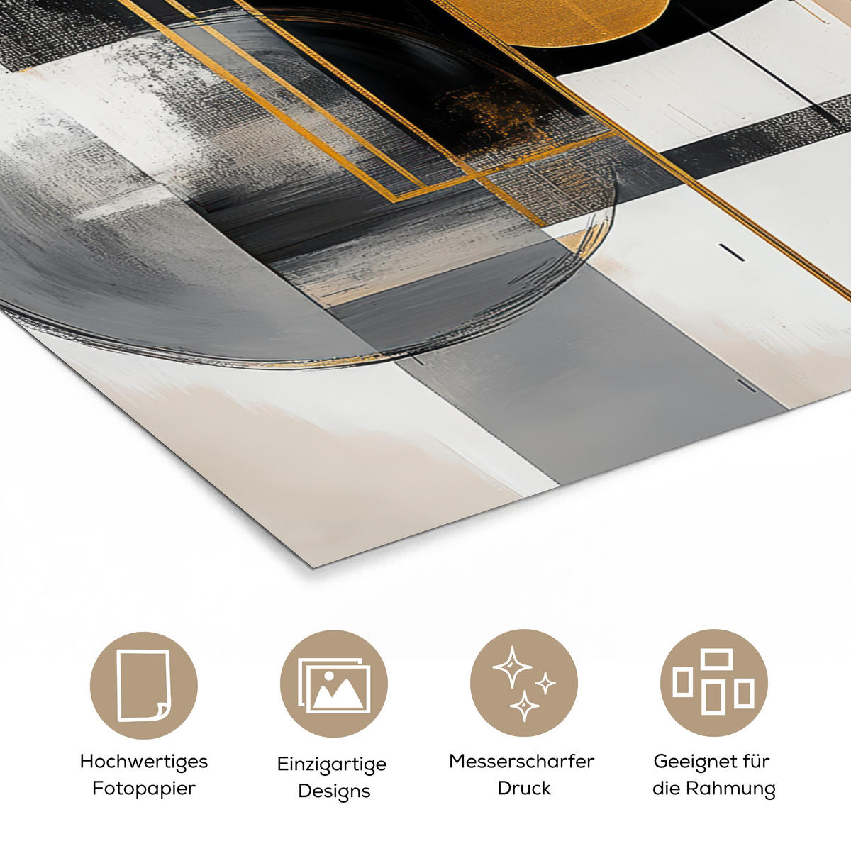 POSTER Abstrakt - Gold - Silber - Formen - Ästhetisch - Modern 30x40 cm - Goldfarben, Papier (30/40/0.1cm) - MuchoWow