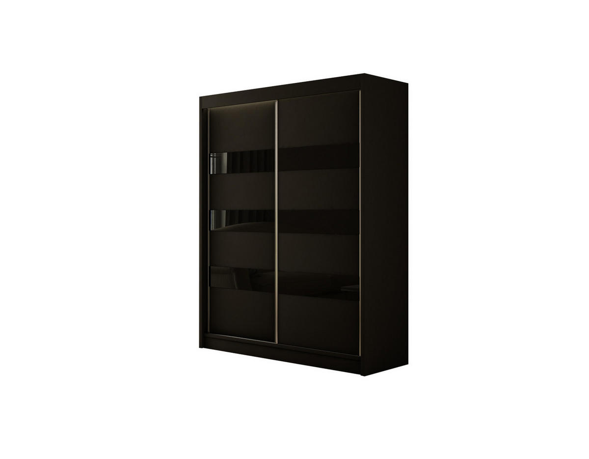 KLEIDERSCHRANK SOLTI mit LED - 150 cm - Schwarz - Schwarz, Holzwerkstoff (150/215/61cm) - ALTDECOR