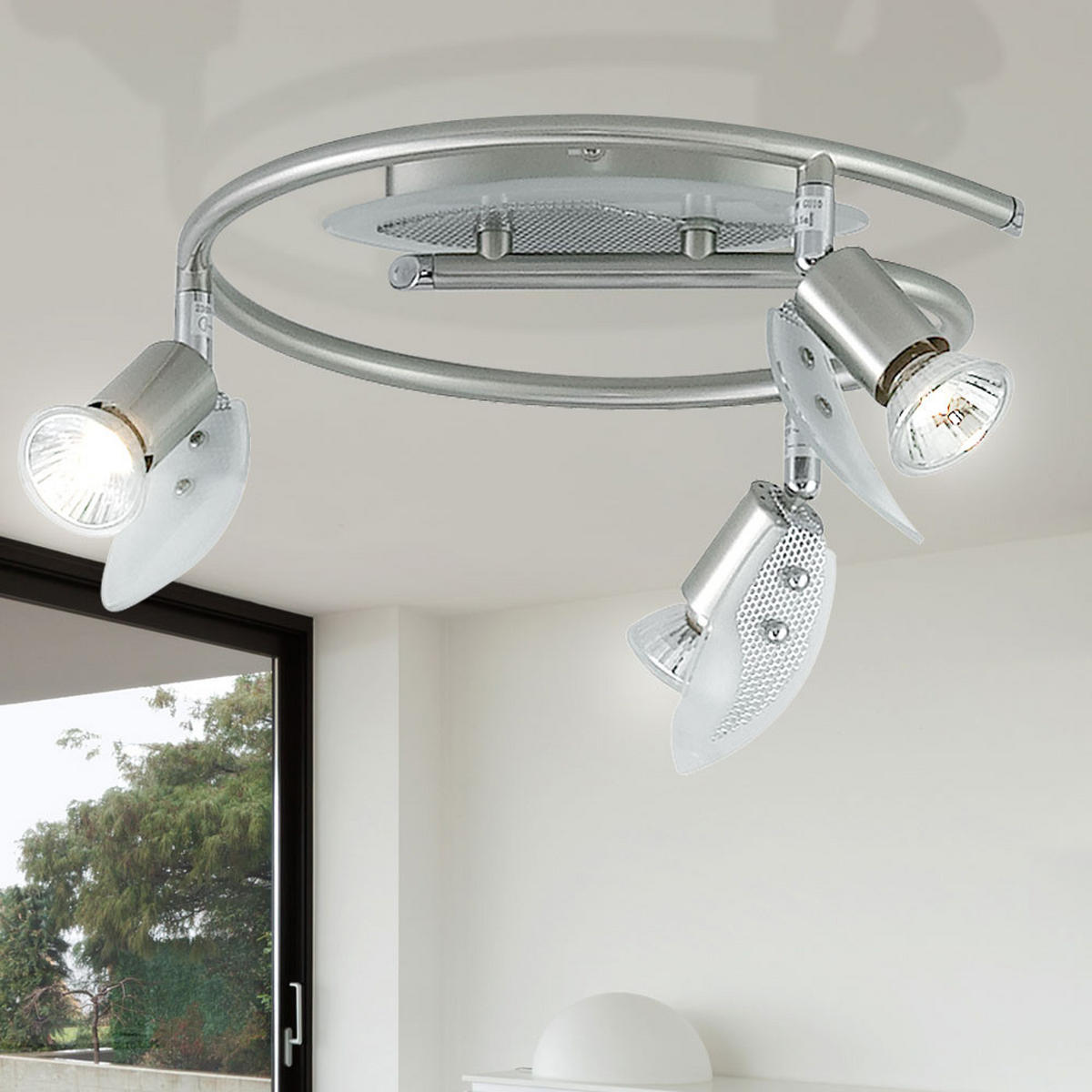 DECKENLEUCHTE Metall Glas Silber - Silberfarben, Glas (29.5/13/13cm) - Globo Lighting