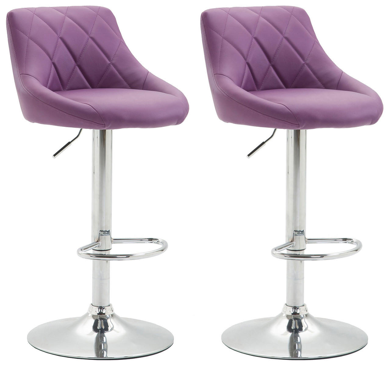 BARHOCKER 2er Set Lederlook lila - Chromfarben/Lila, Textil/Metall (46/83/49cm) - CLP