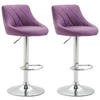 BARHOCKER 2er Set Lederlook lila - Chromfarben/Lila, Textil/Metall (46/83/49cm) - CLP