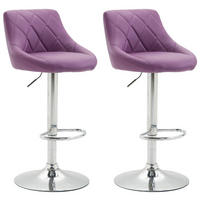 BARHOCKER 2er Set Lederlook lila - Chromfarben/Lila, Textil/Metall (46/83/49cm) - CLP