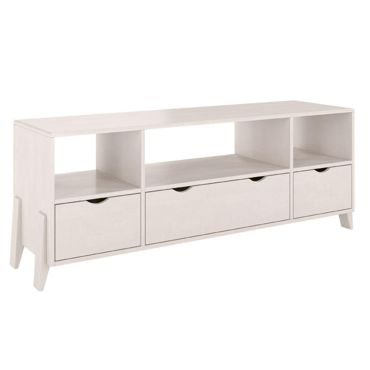 MASSIVHOLZ-TV-SCHRANK Gdynia, Buche - lackiert, Weiß - Weiß, Holz/Buchenholz (160/60.4/45cm) - Visby