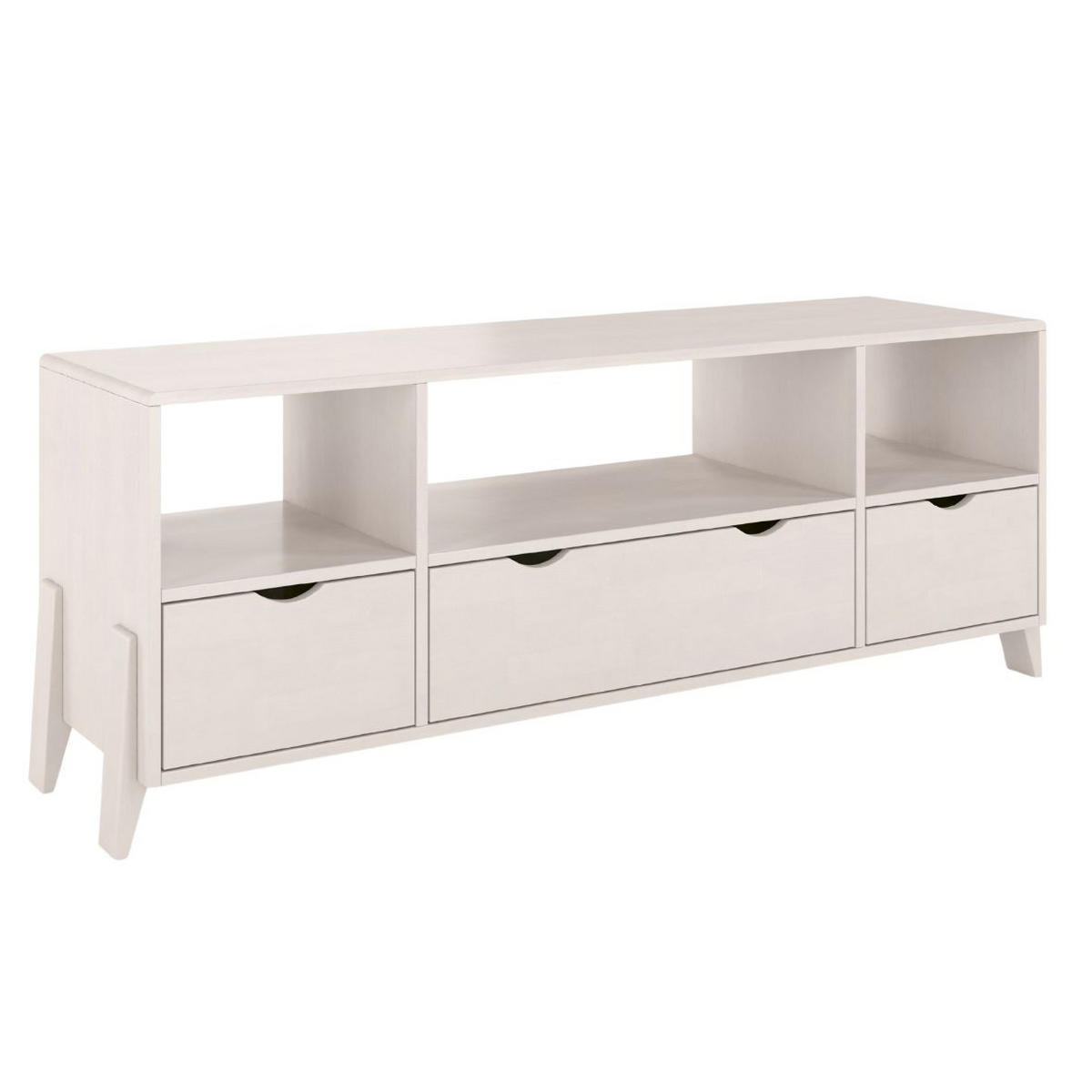 MASSIVHOLZ-TV-SCHRANK Gdynia, Buche - lackiert, Weiß - Weiß, Holz/Buchenholz (160/60.4/45cm) - Visby