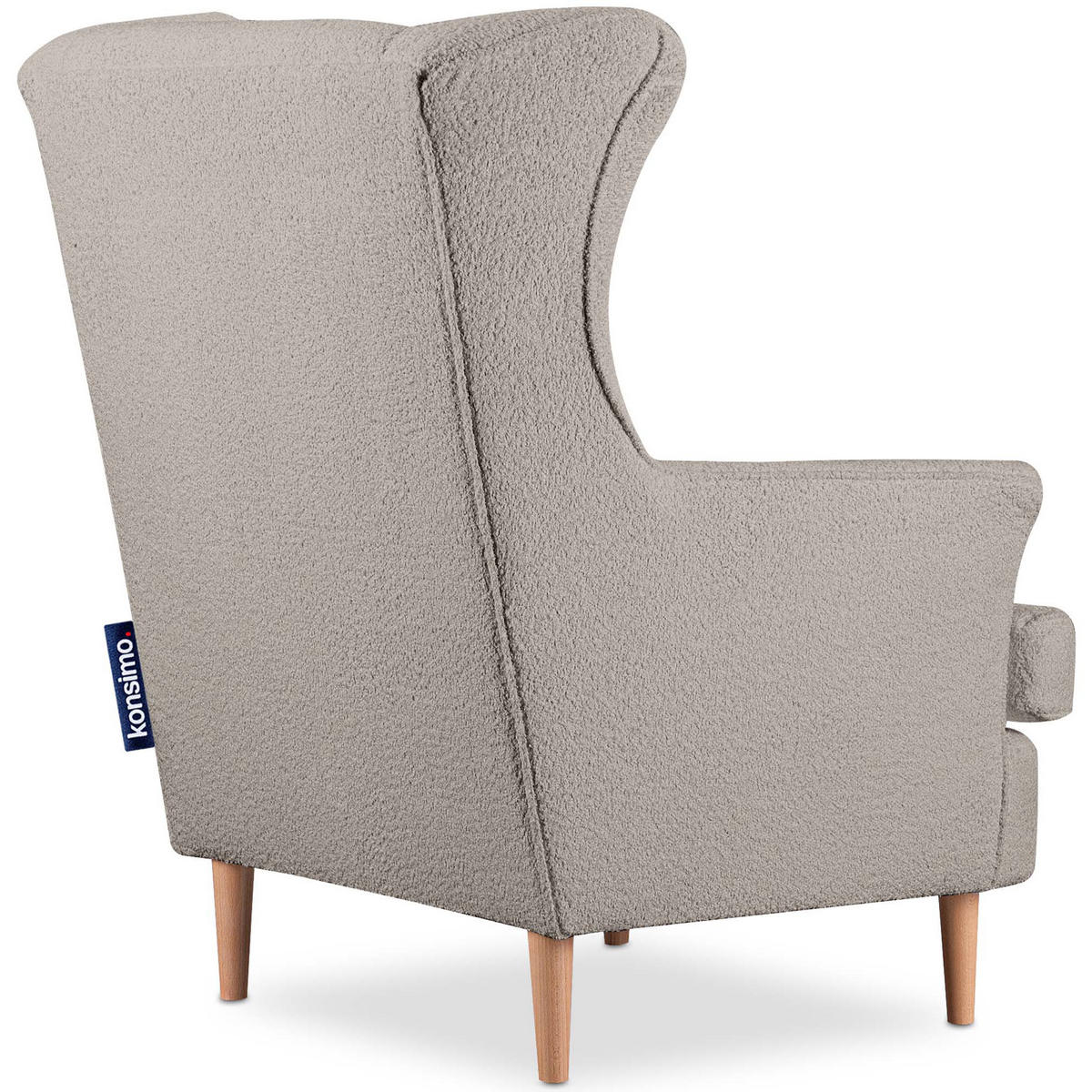 OHRENSESSEL STRALIS mit Sitzhocker, Beige - Graubraun, Textil (82/108/80cm) - KONSIMO®